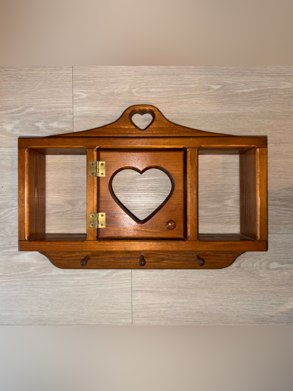 Cottagecore Wooden Heart Wall Shelf - Brown